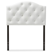 Baxton Studio Myra Modern and Contemporary White Faux Leather Upholstered Button-Tufted Scalloped Twin Size Headboard